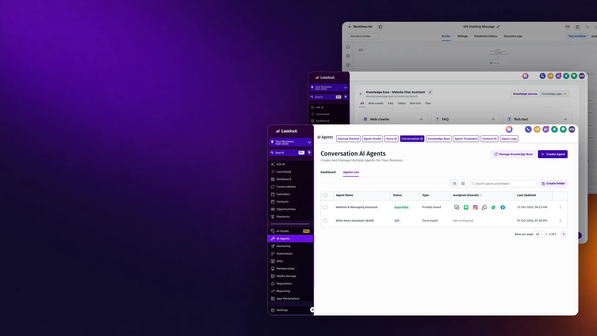 AI front desk: chat agents, chatbot training sources and the phone menu builder