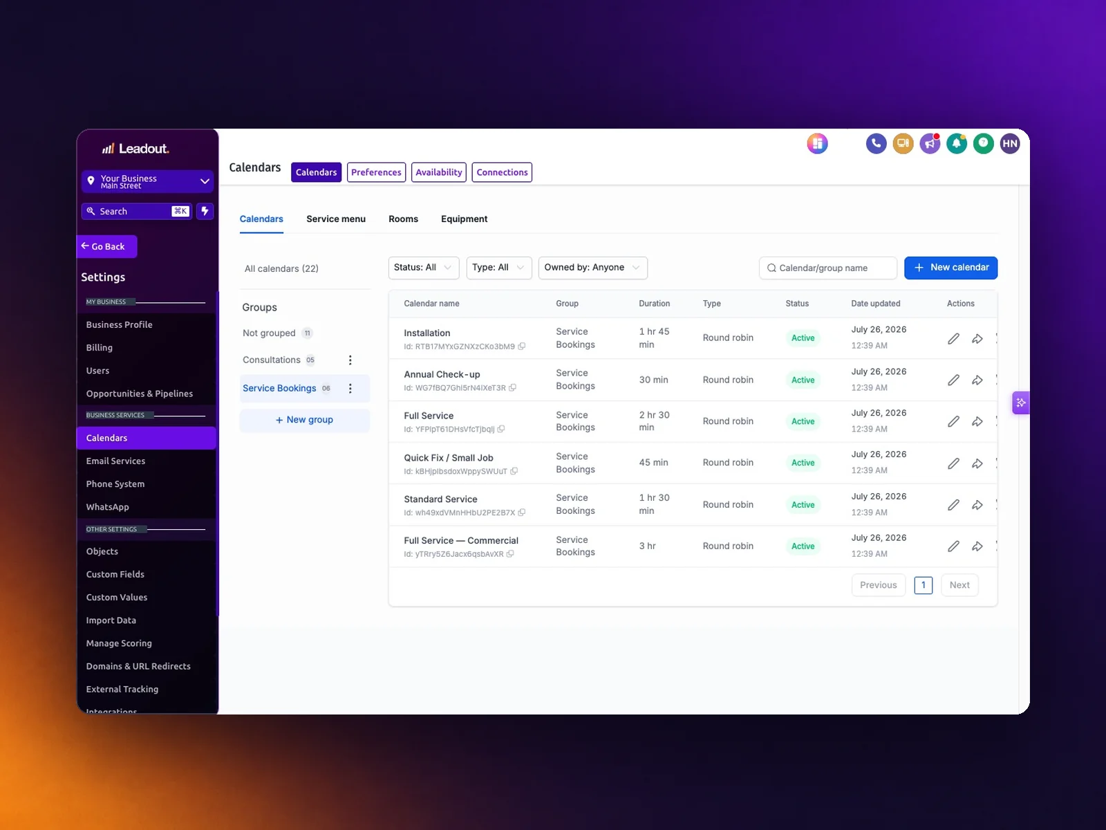Round-robin booking calendars shared across a team