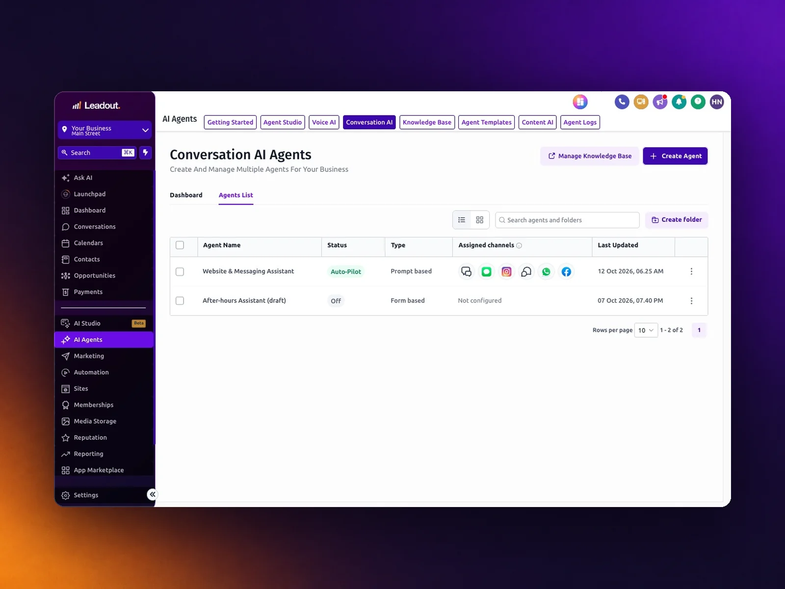 One AI agent across six messaging channels