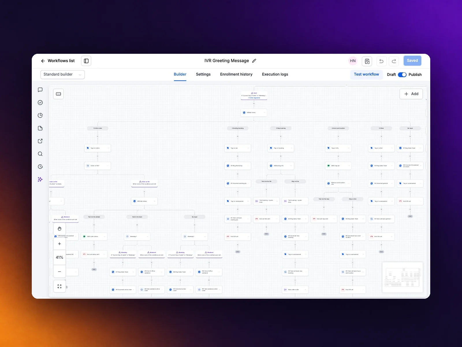 A phone menu routing calls to the right team
